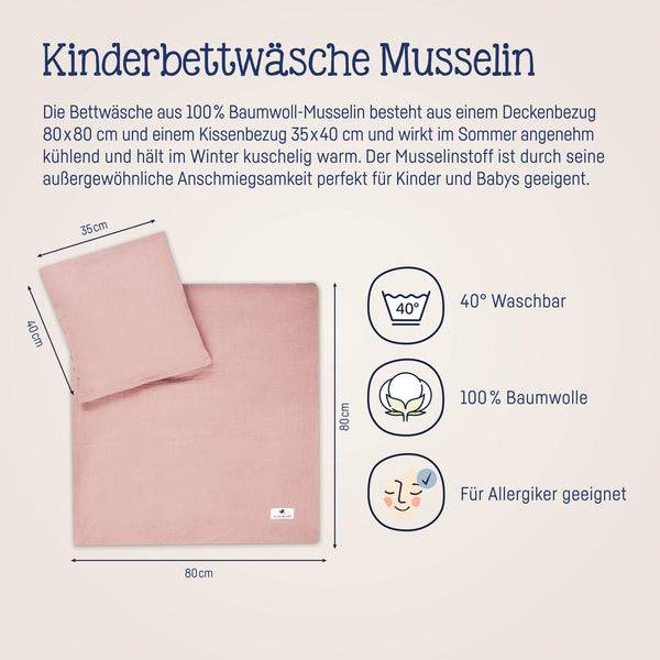 Julius Zöllner Bettwäsche aus Baumwollmusselin, Dusty Rose 50% Rabatt mit kostenlosem Versand