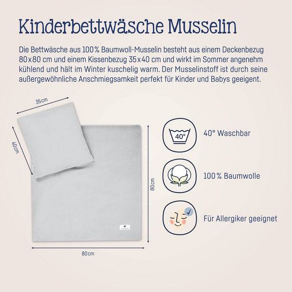 Julius Zöllner Bettwäsche aus Baumwollmusselin, Grau Clearance-Verkauf