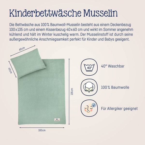 Julius Zöllner Bettwäsche aus Baumwollmusselin, Grün Kostenloser Versand international