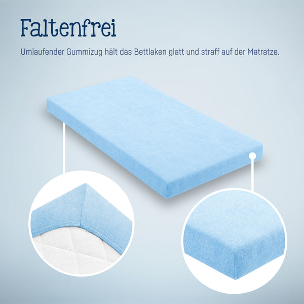 Julius Zöllner Fottee Spannbettlaken für Babymatratzen 60x120 bis 70x140cm, Hellblau Exklusivangebot