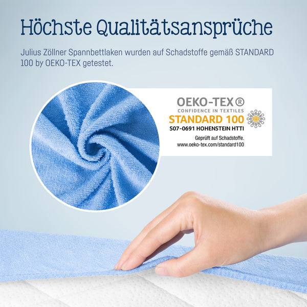 Julius Zöllner Fottee Spannbettlaken für Babymatratzen 60x120 bis 70x140cm, Hellblau Exklusivangebot