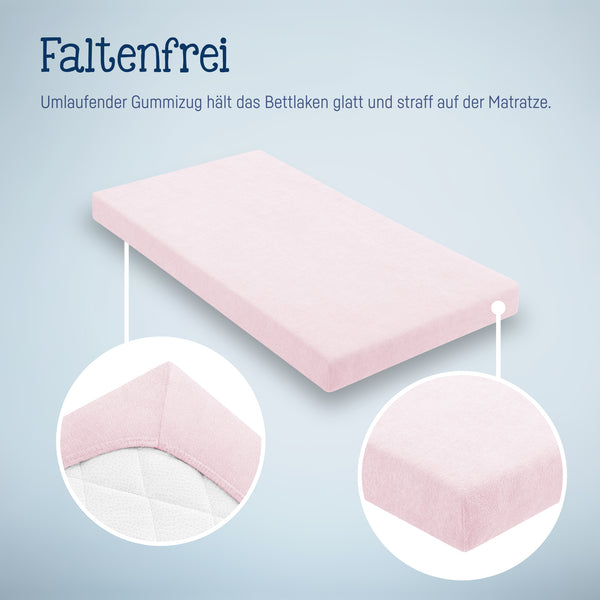 Julius Zöllner Fottee Spannbettlaken für Babymatratzen 60x120 bis 70x140cm, Rosa Preisnachlass