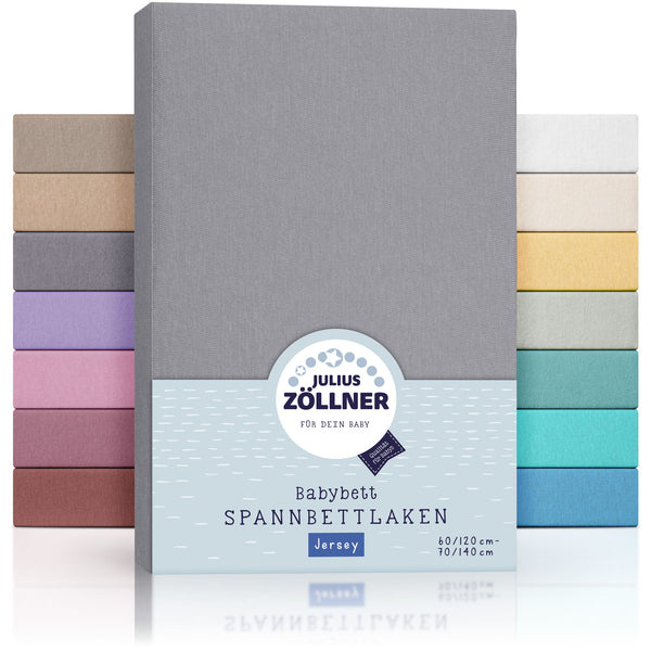 Julius Zöllner Jersey Spannbettlaken für Babymatratzen 60x120 bis 70x140cm, Anthracite Fabrik Onlineshop