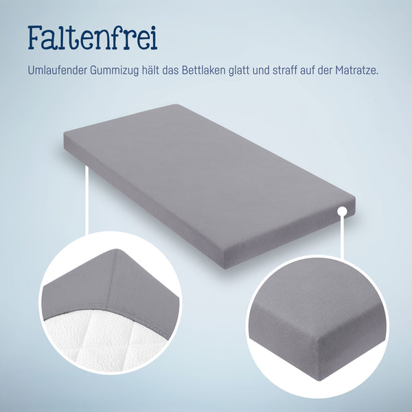 Julius Zöllner Jersey Spannbettlaken für Babymatratzen 60x120 bis 70x140cm, Anthracite Fabrik Onlineshop