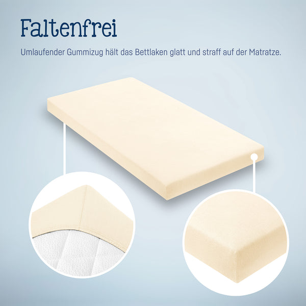 Julius Zöllner Jersey Spannbettlaken für Babymatratzen 60x120 bis 70x140cm, Ecru Fabrikpreis