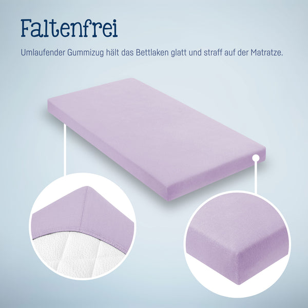 Julius Zöllner Jersey Spannbettlaken für Babymatratzen 60x120 bis 70x140cm, Flieder Sonderangebot