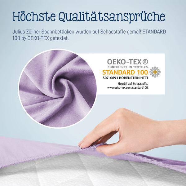 Julius Zöllner Jersey Spannbettlaken für Babymatratzen 60x120 bis 70x140cm, Flieder Sonderangebot