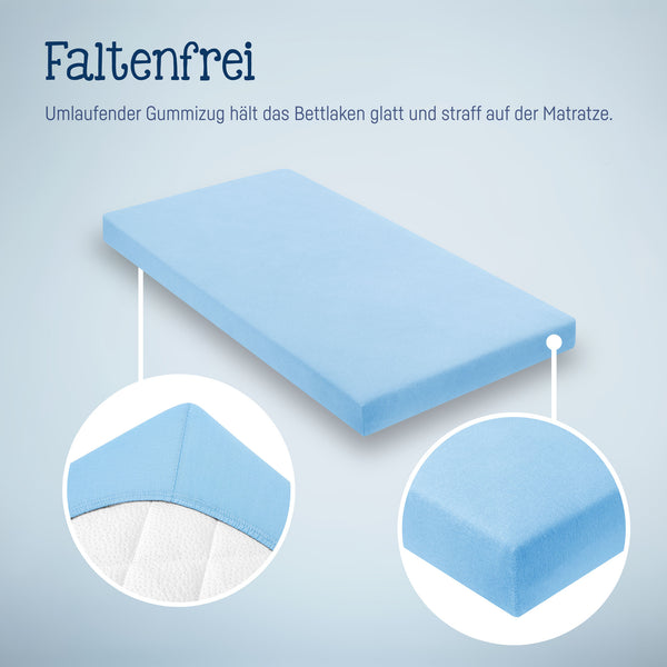 Julius Zöllner Jersey Spannbettlaken für Babymatratzen 60x120 bis 70x140cm, Hellblau Rabatt
