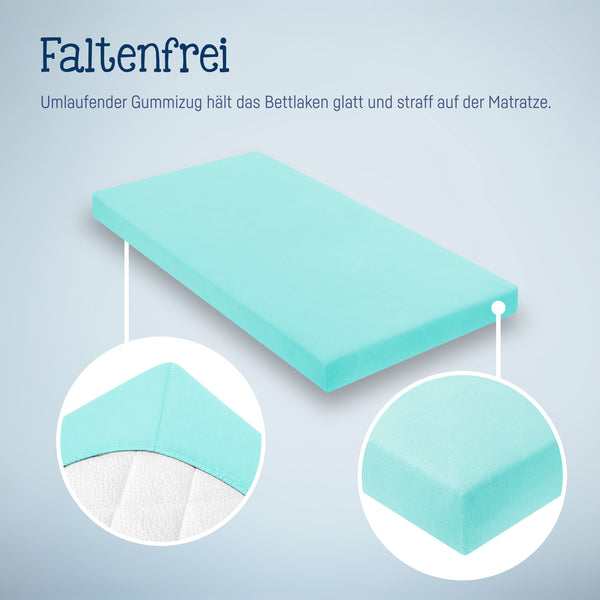 Julius Zöllner Jersey Spannbettlaken für Babymatratzen 60x120 bis 70x140cm, Mint Versandkostenfrei