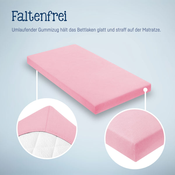 Julius Zöllner Jersey Spannbettlaken für Babymatratzen 60x120 bis 70x140cm, Rosa Großer Ausverkauf