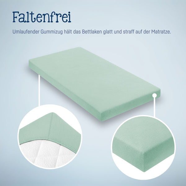 Julius Zöllner Jersey Spannbettlaken für Babymatratzen 60x120 bis 70x140cm, Salbei Flash Sale