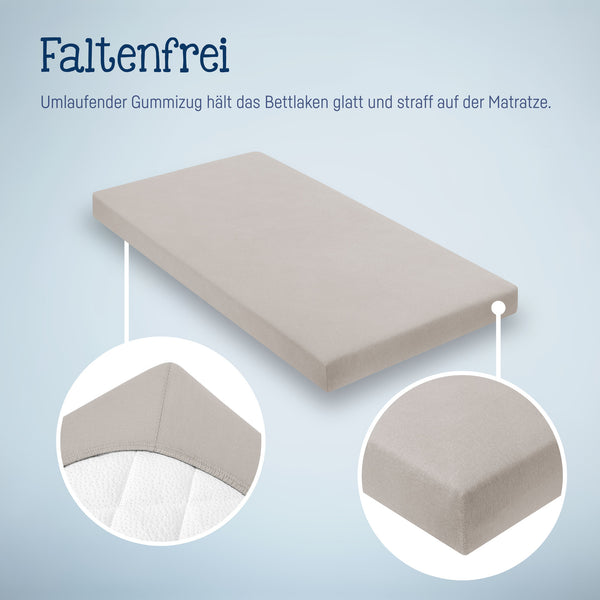 Julius Zöllner Jersey Spannbettlaken für Babymatratzen 60x120 bis 70x140cm, Taupe Begrenztes Angebot