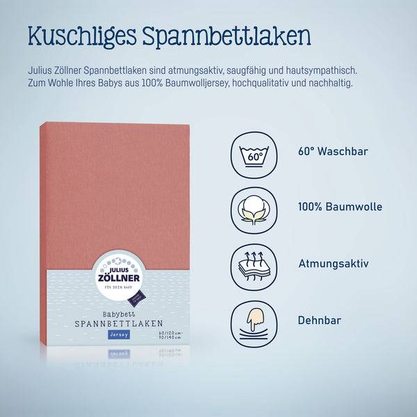 Julius Zöllner Jersey Spannbettlaken für Babymatratzen 60x120 bis 70x140cm, Terra Online Shopping