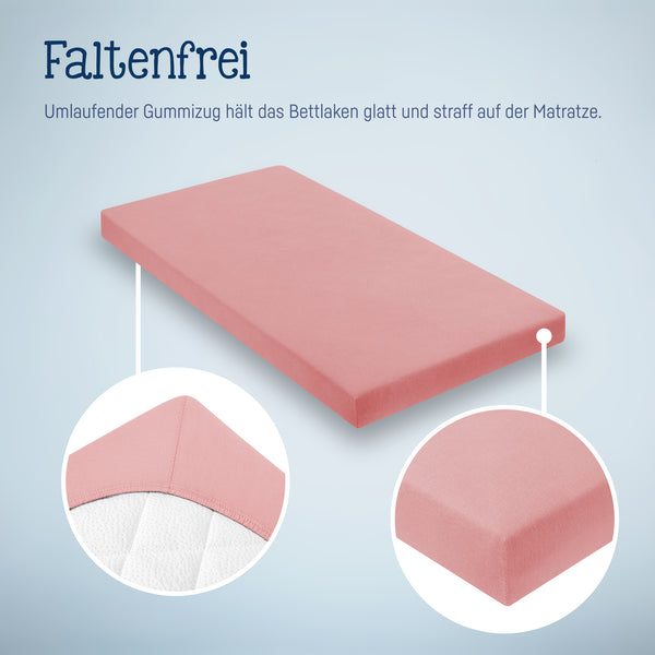 Julius Zöllner Jersey Spannbettlaken für Wiegen & Stubenwagenmatratzen 90x 40 cm, Blush Weihnachtsangebot