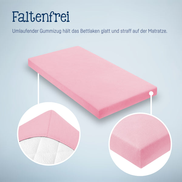 Julius Zöllner Jersey Spannbettlaken für Wiegen & Stubenwagenmatratzen 90x 40 cm, rosa Jubiläumsangebot