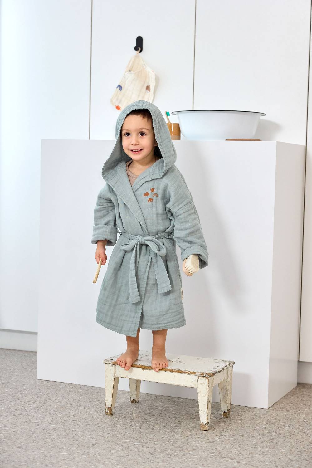 Lässig Bademantel Kinder (Little One & Me) - Baumwolle, Hellblau Nur für heute