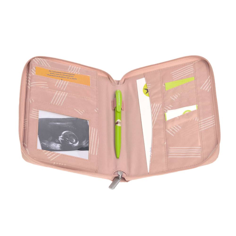 Lässig Mutterpasshülle mit Reißverschluss - Soft Stripes Rose, Rosa Exklusivangebot