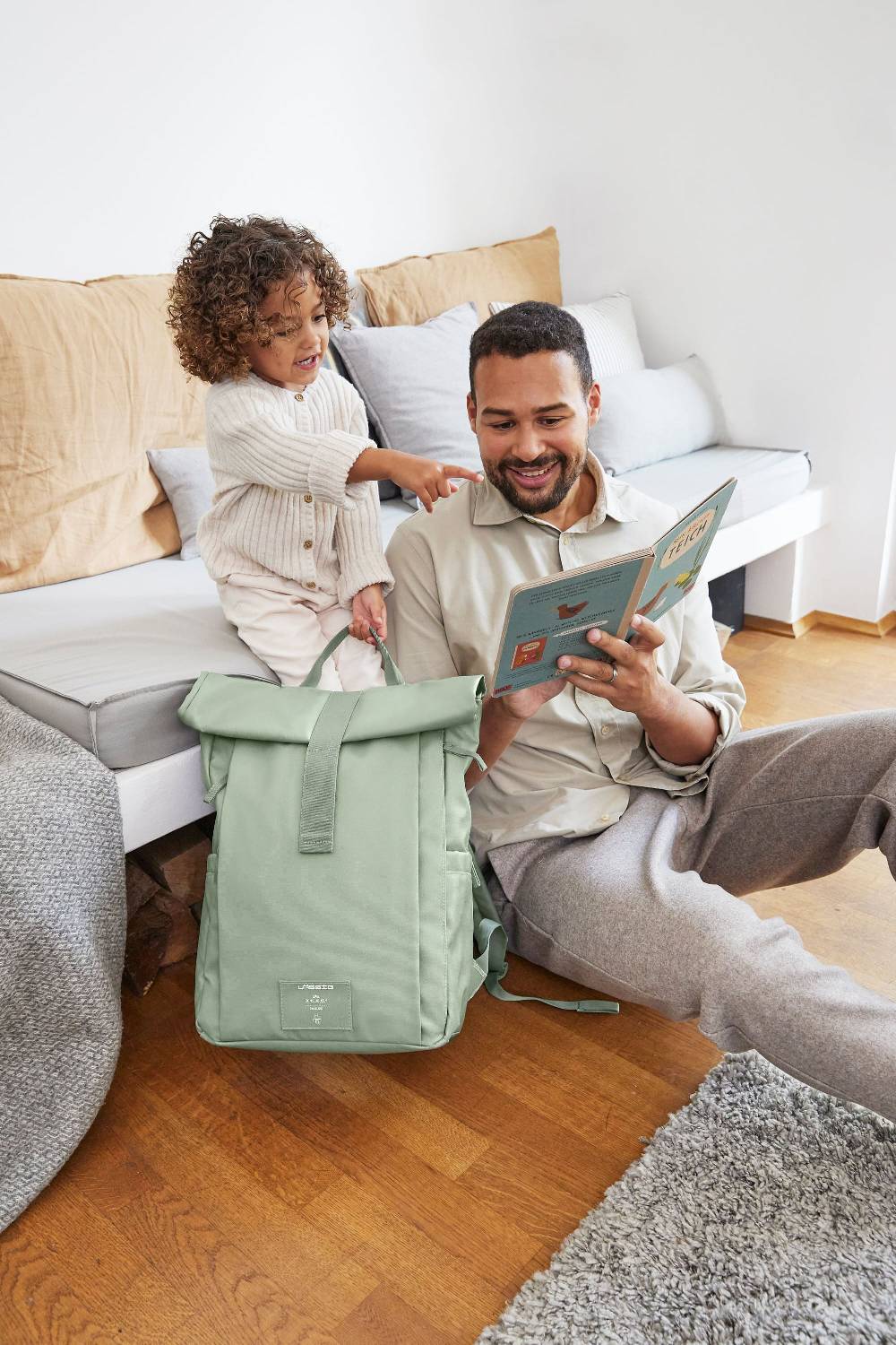 Lässig Wickelrucksack - Rolltop Up Backpack, Silbergrün Zeitlich begrenztes Angebot