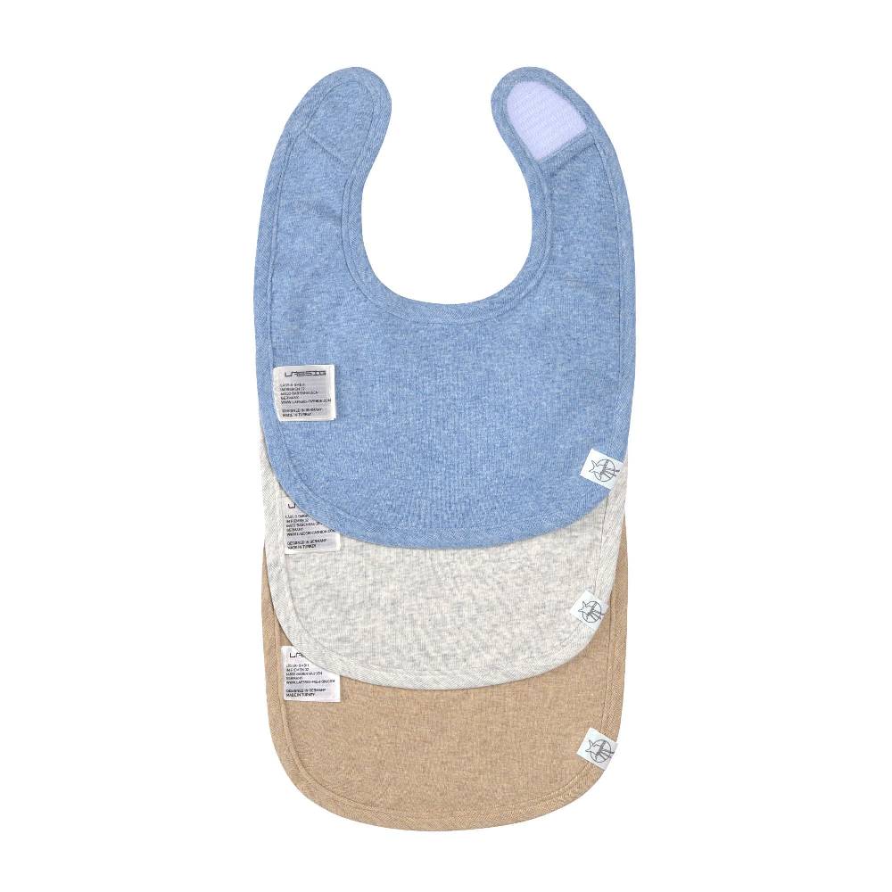 Lässig Spucklätzchen 3er Set - Baumwolle (bio), Blau Hellgrau Beige Super Rabatt