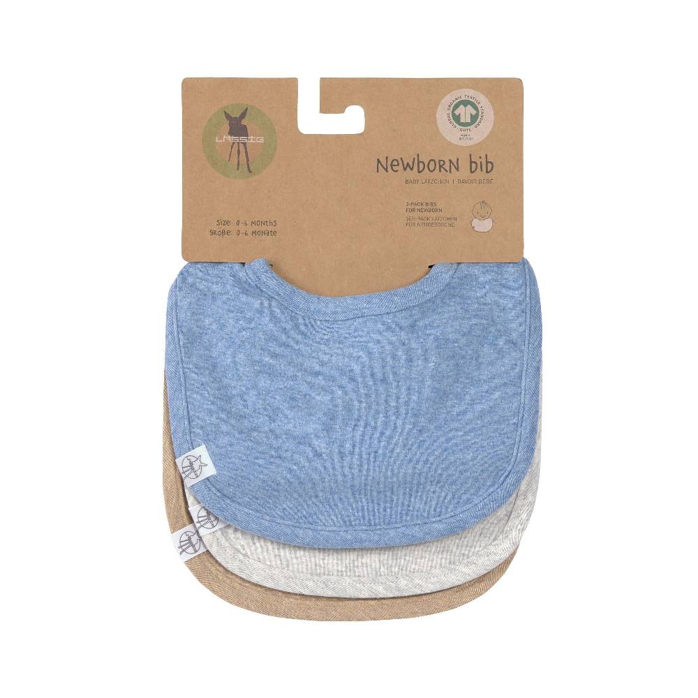 Lässig Spucklätzchen 3er Set - Baumwolle (bio), Blau Hellgrau Beige Super Rabatt