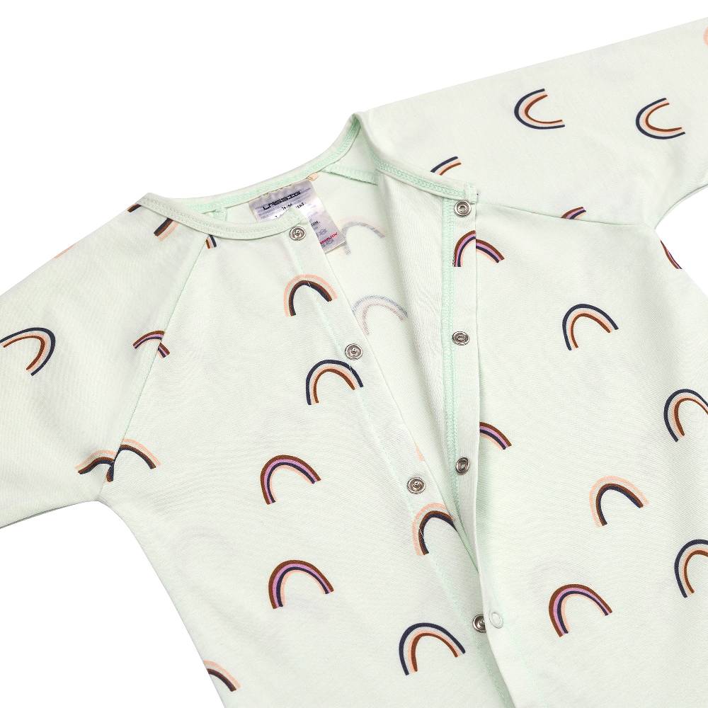 Lässig Baby Schlafoverall - Bio Baumwolle, Regenbogen, Mint Limitierter Zeitrabatt