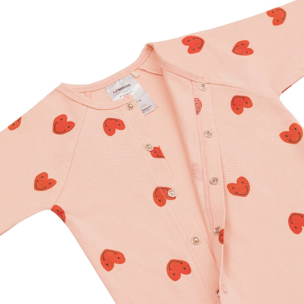Lässig Baby Schlafoverall - Bio Baumwolle, Herzen, Rosa Fabrikpreis