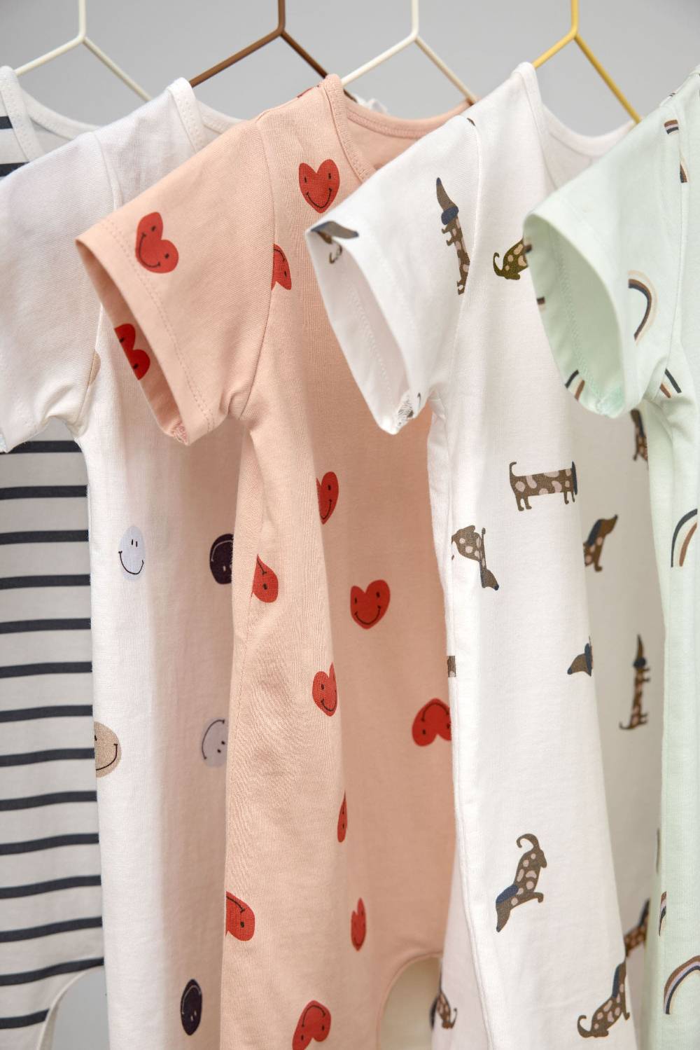 Lässig Baby Jumpsuit - Bio Baumwolle, Regenbogen, Mint Muttertagsangebot
