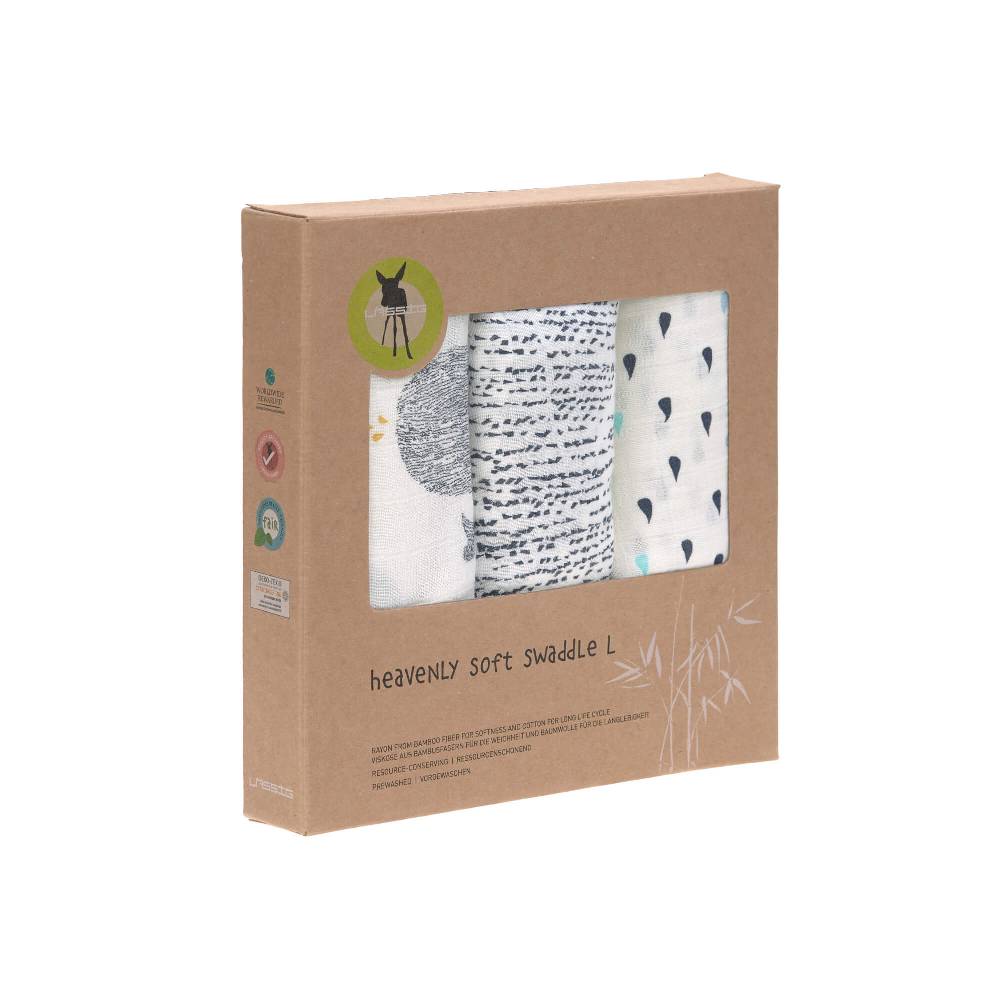Lässig Mulltücher (3 Stk) - Heavenly Soft Swaddle L, Little Water Whale Letzter Tag