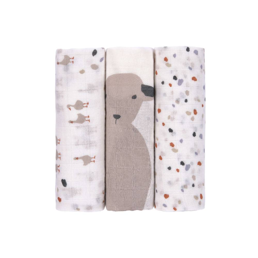 Lässig Mulltücher (3 Stk) - Heavenly Soft Swaddle L, Tiny Farmer Speckles Zeitbegrenzte Promotion
