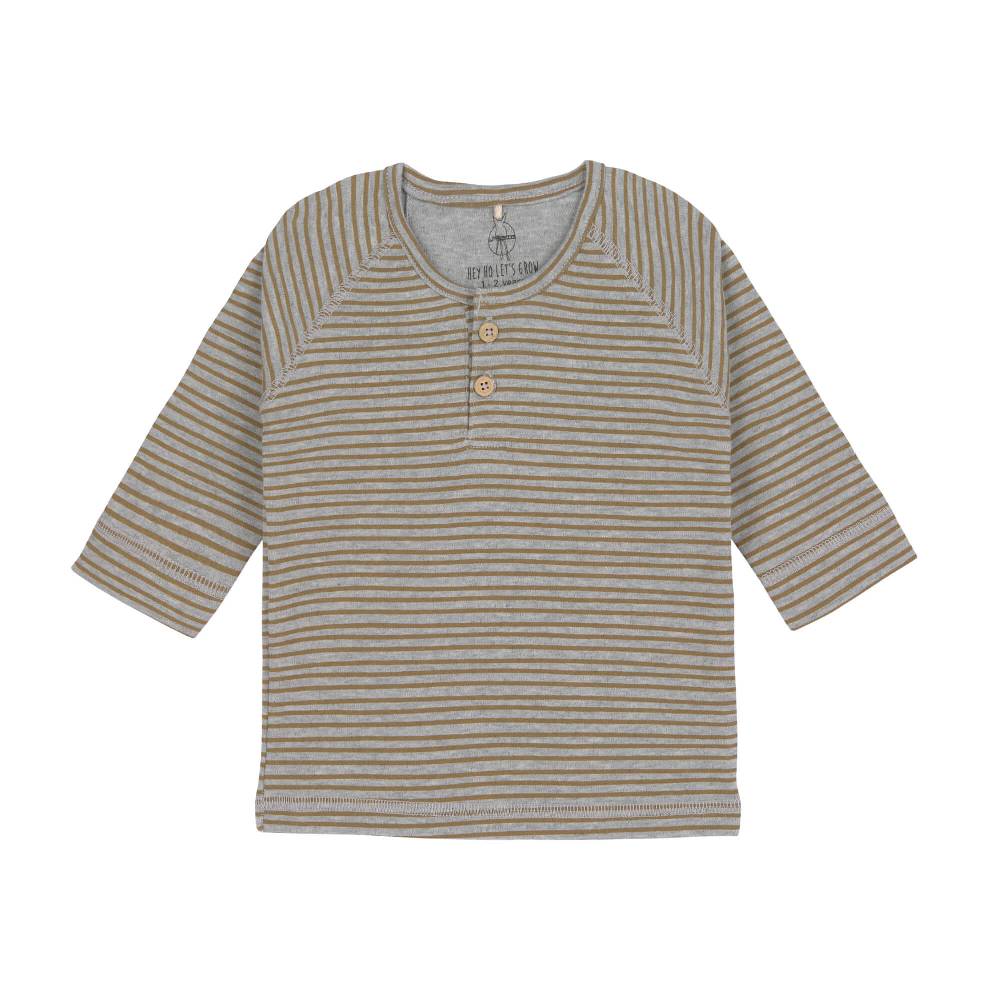 Lässig Baby Langarmshirt - Bio Baumwolle, Striped, Grau Mélange Riesige Rabatte