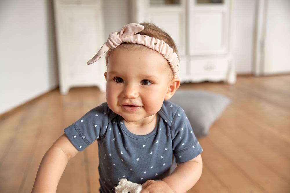 Lässig Baby Stirnband - Bio Baumwolle, Punkte, Rosa Fabrikladen