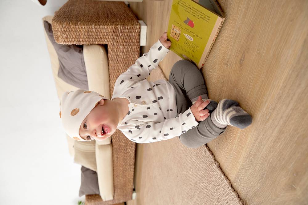 Lässig Baby Langarmshirts - Bio Baumwolle, Bricks, Milky Rabatt