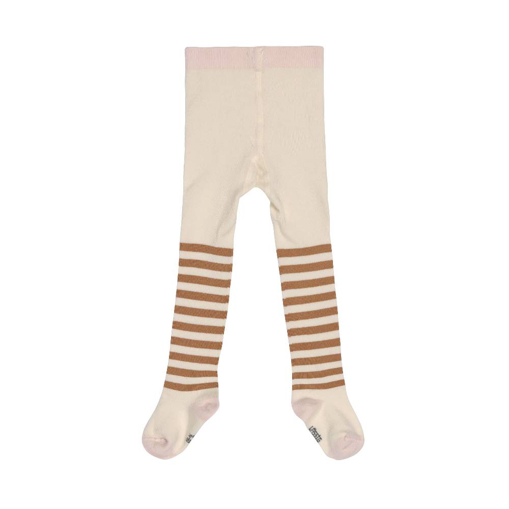 Lässig Strumpfhose GOTS - Tights, Halb Gestreift Weiß Karamell Begrenztes Angebot