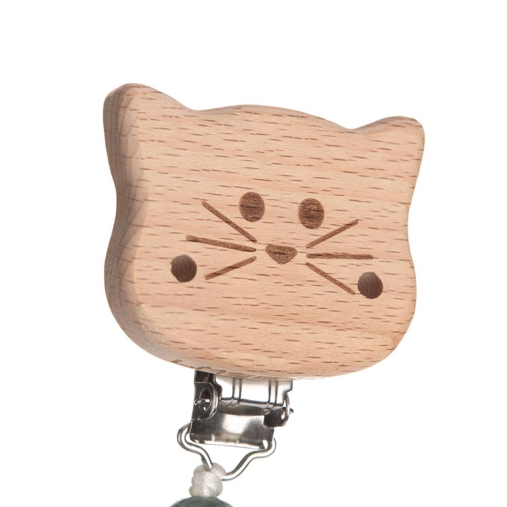 Lässig Schnullerkette - Little Chums, Katze Grau Top Angebot
