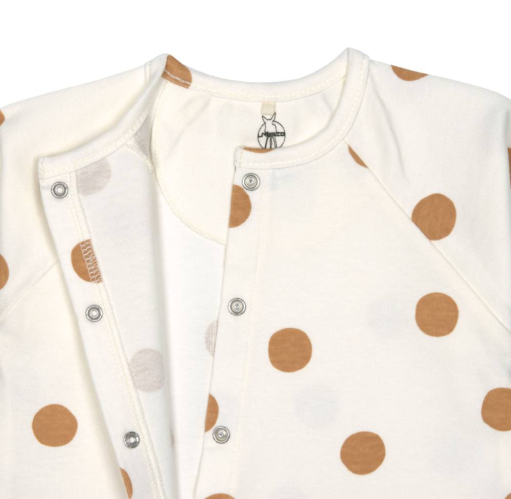Lässig Baby Schlafanzug mit Füßen - Bio Baumwolle, Big Dots, Weiß Exklusive Angebote