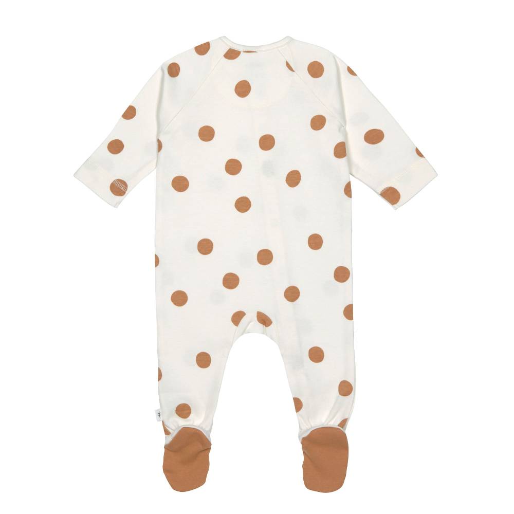 Lässig Baby Schlafanzug mit Füßen - Bio Baumwolle, Big Dots, Weiß Exklusive Angebote