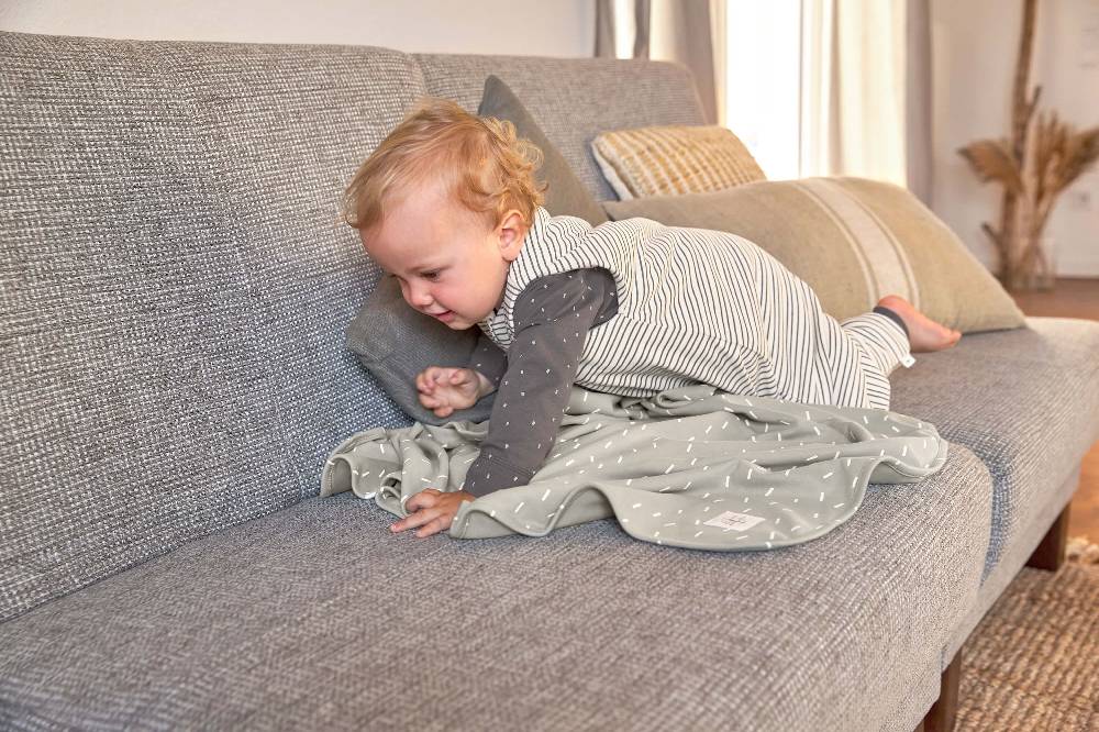 Lässig Kinder Schlafoverall 2,5 TOG, Striped, Grau Räumungsverkauf