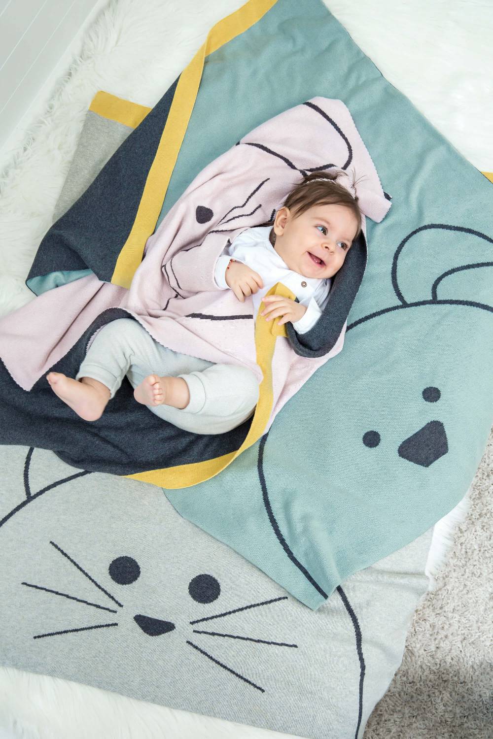 Lässig Babydecke - Bio Baumwolle, Katze Sonderangebote