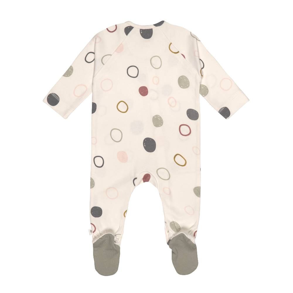 Lässig Baby Schlafanzug mit Füßen - Bio Baumwolle, Circles, Weiß Nur für heute
