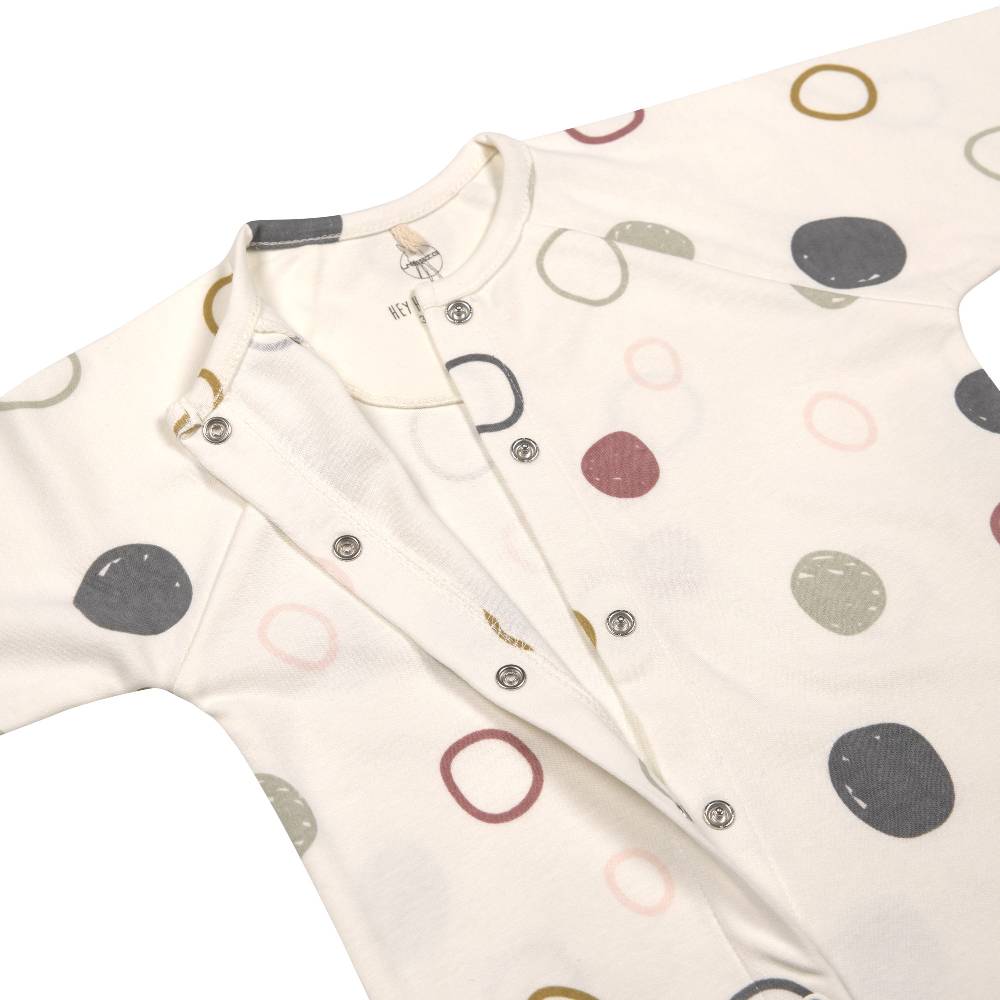 Lässig Baby Schlafanzug mit Füßen - Bio Baumwolle, Circles, Weiß Nur für heute