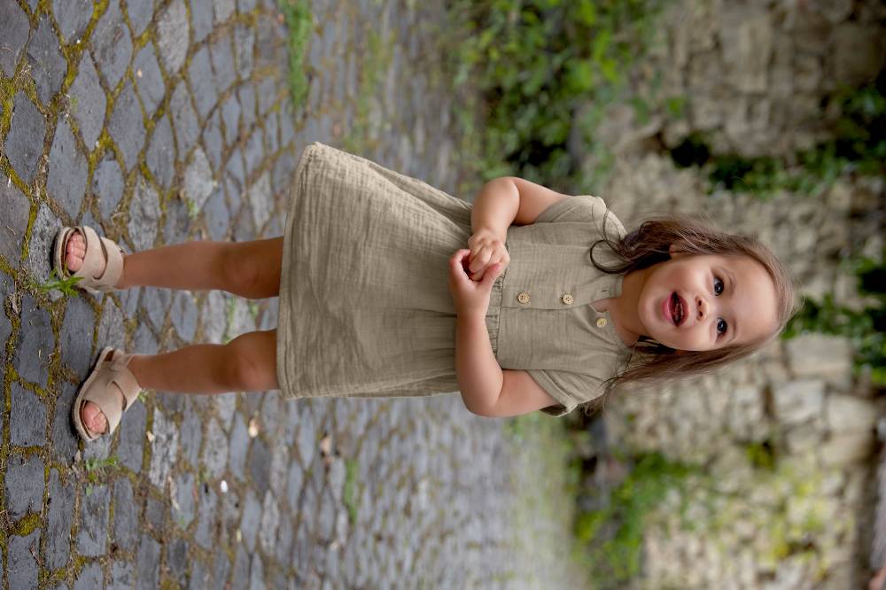Lässig Kinderkleid - Bio Baumwolle, Taupe, Grau Black Friday Preise