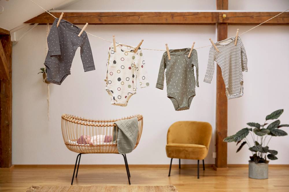Lässig Baby Body langarm - Bio Baumwolle, Kreise, Beige Sonderangebot