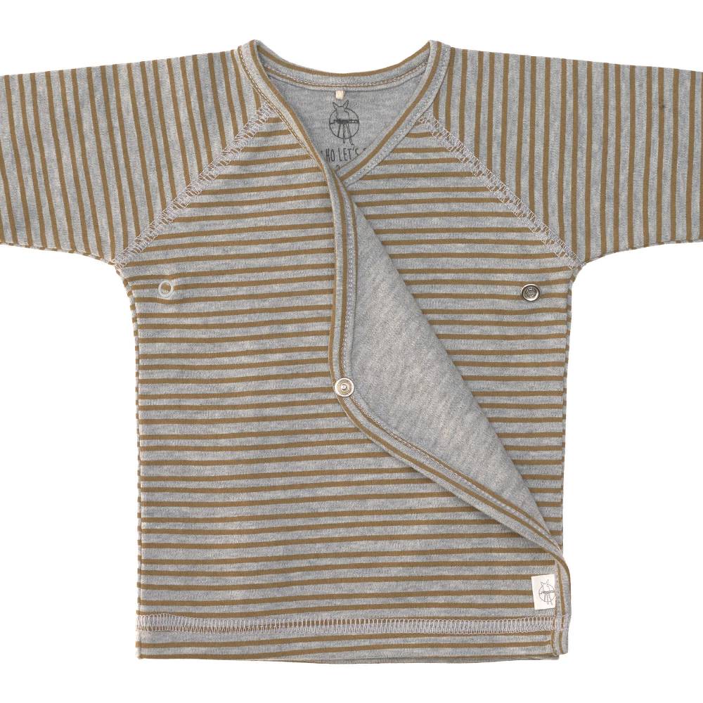 Lässig Baby Wickelshirt - Bio Baumwolle, Striped, Grau Mélange Begrenztes Angebot