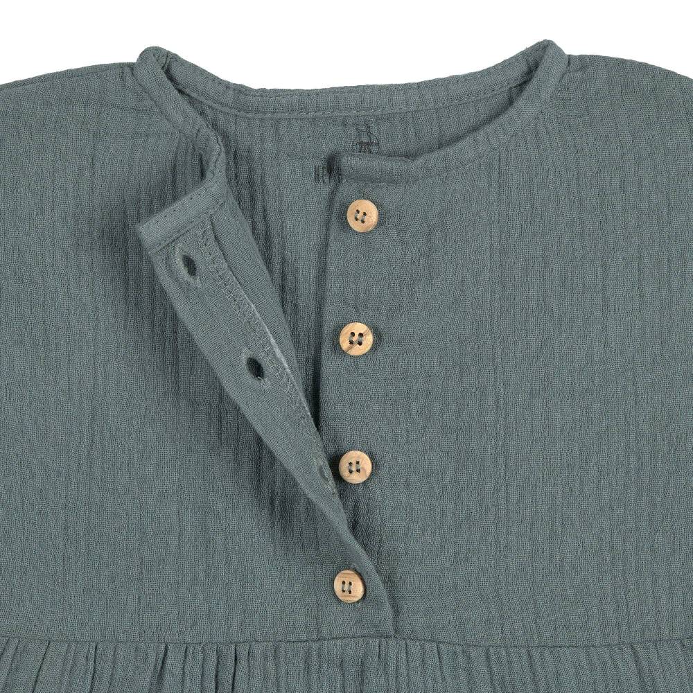 Lässig Musselin Kinderkleid - Bio Baumwolle, Petrolgrün Weihnachtsangebot