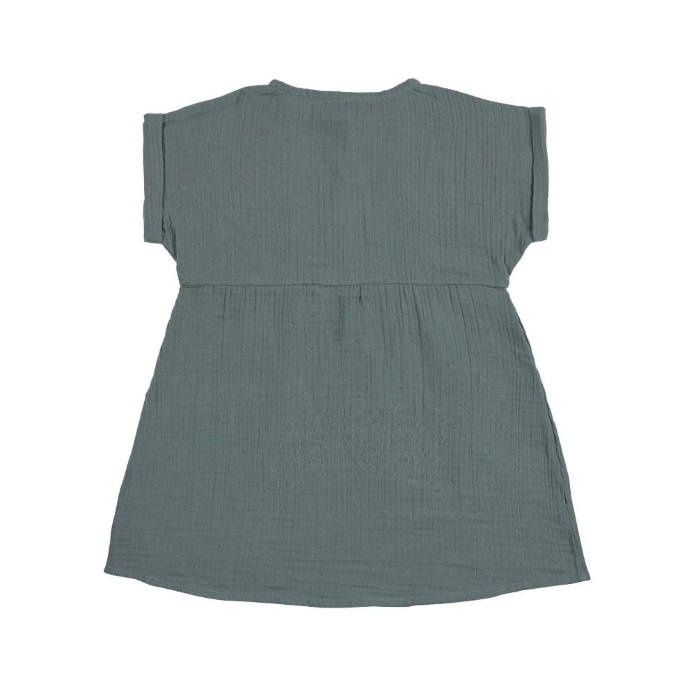 Lässig Musselin Kinderkleid - Bio Baumwolle, Petrolgrün Weihnachtsangebot
