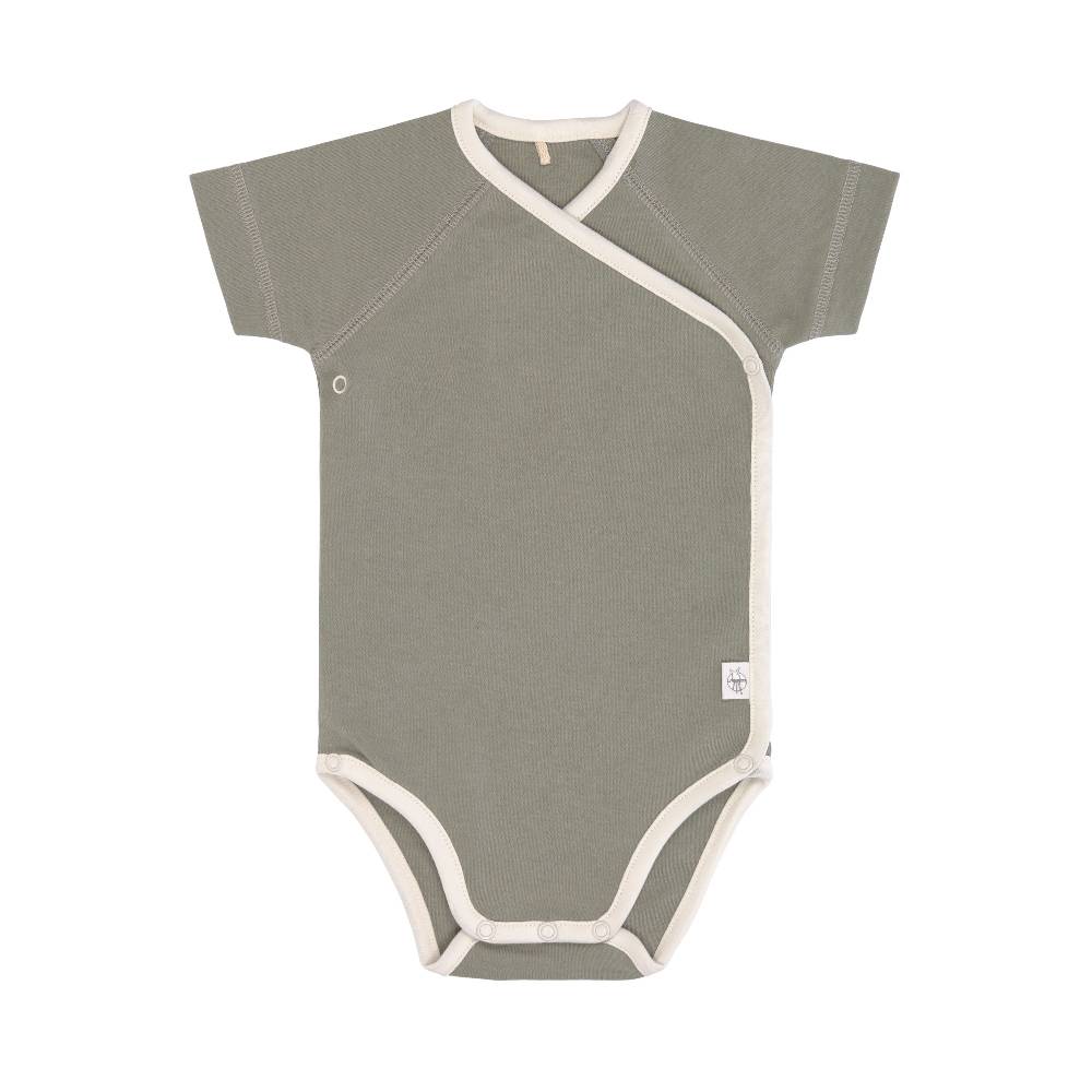 Lässig Baby Wickelbody (2er Set) kurzarm - Bio Baumwolle, Rosa Oliv Exklusive Angebote