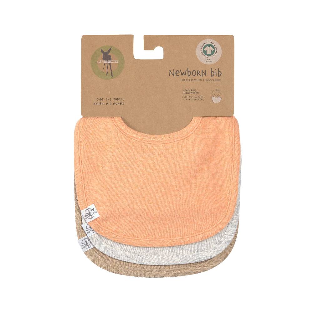 Lässig Spucklätzchen 3er Set - Baumwolle (bio), Apricot Hellgrau Beige Räumungsverkauf