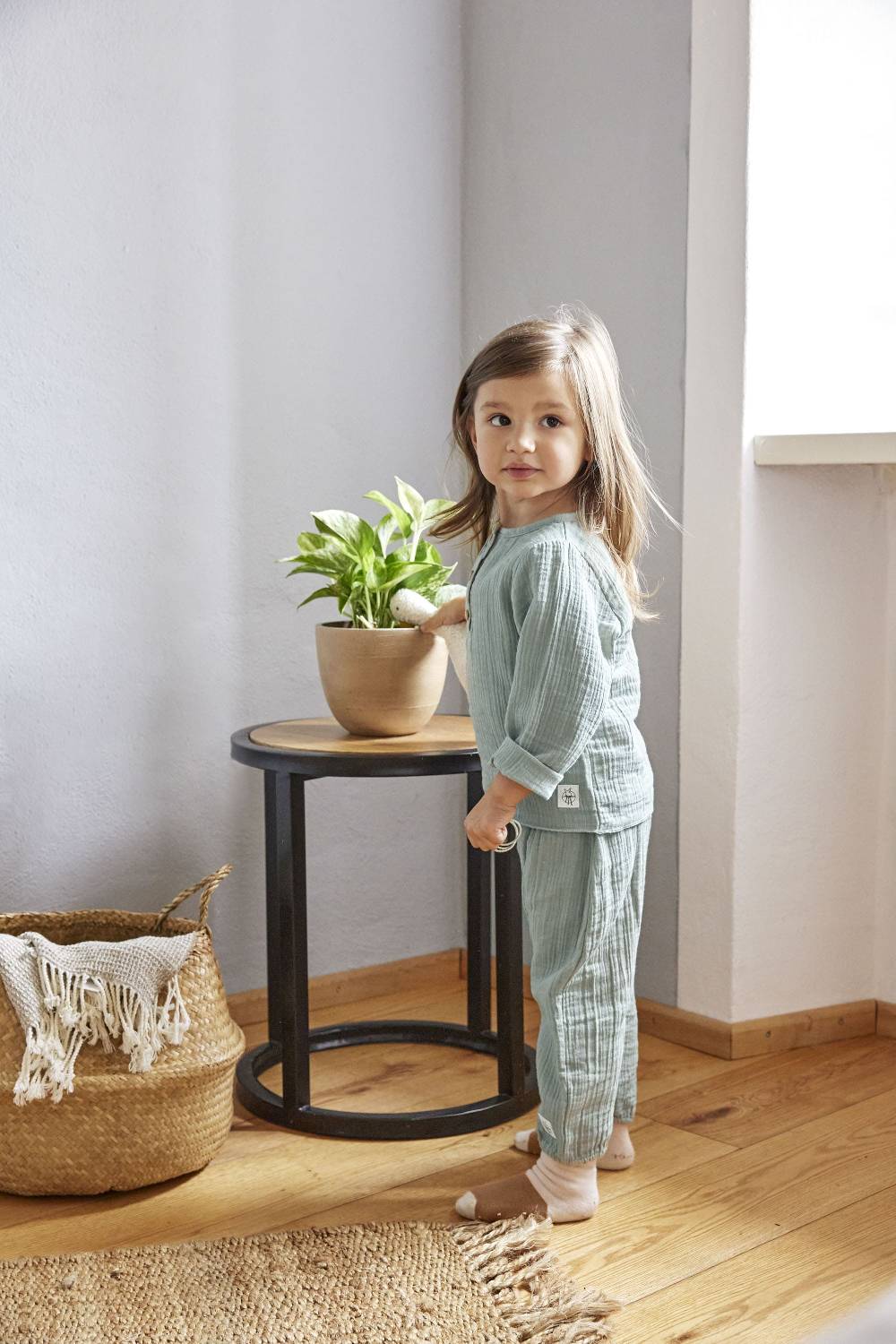 Lässig Musselin Langarmshirt - Bio Baumwolle, Silbergrau Letzte 3 Tage