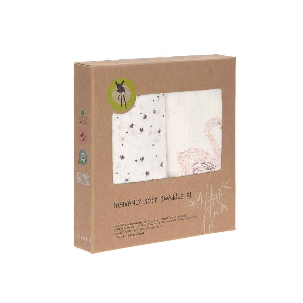 Lässig Mulltücher (2 Stk) - Heavenly Soft Swaddle XL, Little Water Swan zollfrei