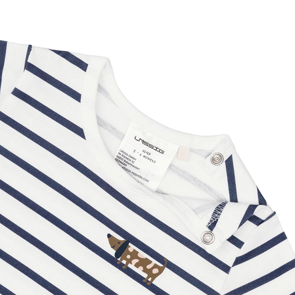 Lässig Baby Jumpsuit - Bio Baumwolle, Hund, Blau weiß 50% Rabatt für begrenzte Zeit